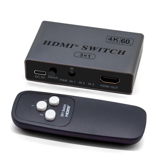 RenvmexyHDMI切替器3入力自動切替リモコン付き4K@60HzHDRHDCP2.2対応低遅延プラグ&プレイ