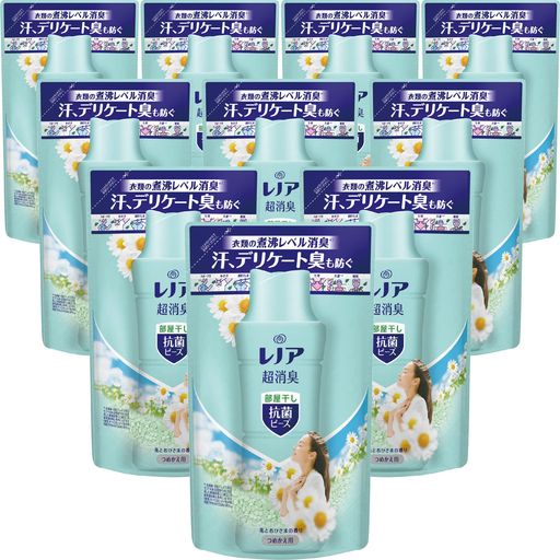 レノア超消臭抗菌ビーズ部屋干しDX花とおひさまの香り詰め替え430mLx10袋