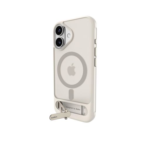 Belkin【SHEERFORCETM】iPhone17相応うMagSafe相応うマグネットケースキックスタンド付き添い人2m耐衝撃Qi2相応う最大限度25WPC+TPU変わり種社会システム写真機防御すること薄型腹積もり砂子白いことMSA042qcSA