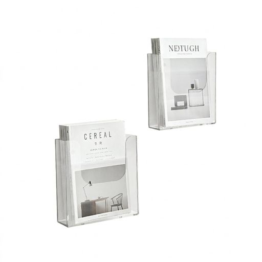 FRCOLORマガジンラック壁掛けA52個セットアクリルカタログスタンド透明パンフレットスタンド壁掛け収納縦型チラシ入れカタログケース店舗オフィス受付6.6x6.5x1.7インチ