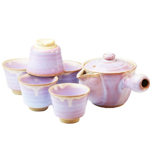 日本陶彩椿秀窯萩むらさき茶器揃M54396150