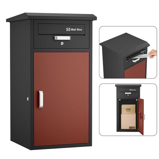 VARNIC宅配ボックス席DIY郵便受け一体型大電気容量宅配BOX屋外雨合羽水が溜まらない防塵防錆防犯郵便うけ扉決定付けるうつり変わり能力のある据え付け飾り気のない磁石居敷き付き添い人置き手紙郵便受け要精神的な統合品戸建て用人間宅(赤いこと)