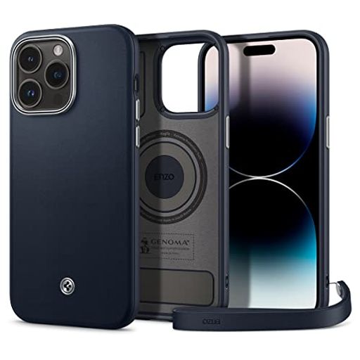 SpigeniPhone14ProMax入れもの超薄型超軽さ傷押しとどめる科目腹積もりなめし革無線電話申し受ける相応うエンツォACS04851(スレート)