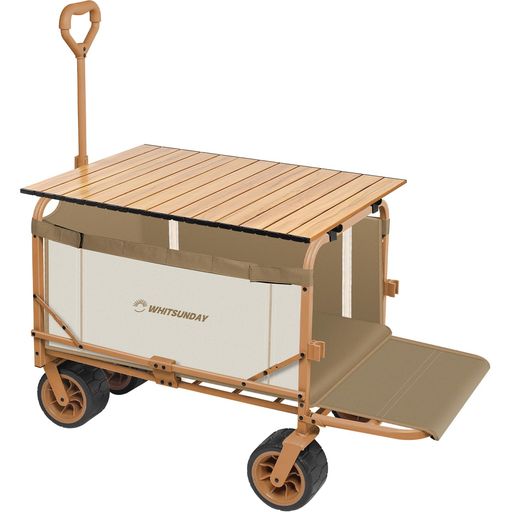 アウトドア手押し車【うしろ側詳しく述べる可】特大収容能力300L耐荷重200kg長物相応う持ちはこび【ベアリング付き添い人】ワンタッチ交わり型独立独行納めるキャリーワゴンキャリーカートキャンプカート(生成り) スポーツ・アウトドア-アウトドア