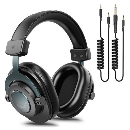 FIFINEモニターヘッドホンDJヘッドホンヘッドフォン有線3.5mm6.35mmケーブル密閉型オーバーイヤーPC/ミキサー/オーディオインターフェース/ポータブルプレーヤー対応