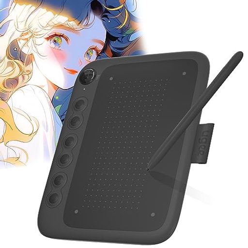 UGEEペンタブQ6ペンタブレット6.3x3.5インチスマホ対応板タブお絵描きショートカットキー6個16384レベル筆圧60°傾き検知比率変更ボタンイラスト携帯便利超薄型