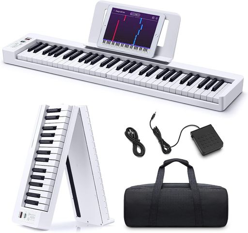 Donner 電子ピアノ キーボード 61鍵盤 折り畳み バッテリ内蔵 長時間利用可能 MIDI対応 タッチレスポンス機能 軽量 携帯便利 ペダル付き キーボードケース 譜面台付き 日本語取扱説明書付き …|VlookupStore 店