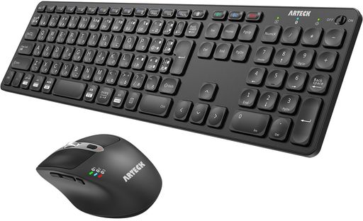 ArteckBluetoothキーボードマウスセットマルチペアリング3つデバイスに同時接続できType-C充電式フルサイズBluetoothキーボード人間工学に基づいたマウスWindows、iOS