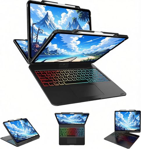 IVEOPPEiPadAir13インチケースM3/M2(2025/2024)iPadマジックキーボードPro第6/5/4/3世代12.9インチ対応高精度タッチパッド付きケース360度回転/180度反転英語配列遅延なし