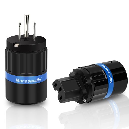 Monosaudioオーディオ用電源プラグロジウムメッキ純銅3ピン電源コネクタ自作電源プラグ15A/125V10A/250Vアルミニウム合金製シェルオーディオ用パワープラグIEC320C13コネクターペアハイエンド