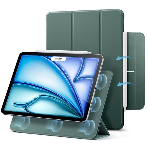 ESRiPadAir11インチケースM4/M3/M2(2026/2025/2024)iPadAir第5/4世代(2022/2020)iPadPro11インチ(2018)対応マグネット吸着三つ折りスタンドスリム設計Pencil