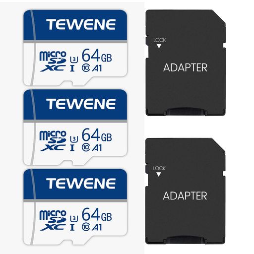 TEWENETF歌留多64GB3枚セットメモリーカードマイクロカード高性能超弾丸道路Class10A1標準尺度UHS-IU3電気容量取りひろげる耐低温/耐高温雨合羽耐X線遷らす能率高め