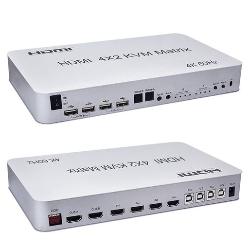 4界面USBHDKVMMatrix4X2デュアル管する4K@60HzHDRスイッチスプリッター4インチ2outHD2.0スイッチャーUSB2.0鍵盤用二十日鼠パソコンデュアル自主独往オーディオ付き添い人
