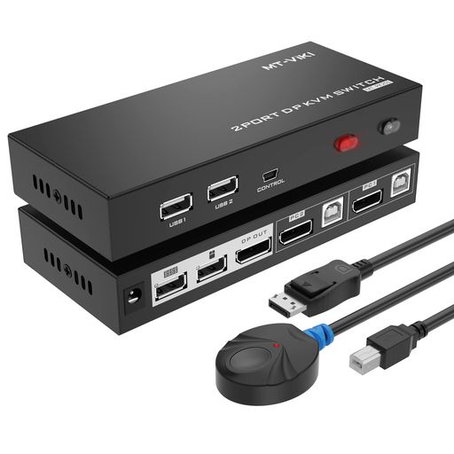 MT-VIKIDisplayPortうつり変わり器2界面、DPうつり変わり器2インプット4K60HzDPKVMスイッチディスプレイポートうつり変わり器2インプット1最終生産物4:4:4DPスイッチホットキー、HDCP2.2相応う、KVM有線テレビ付き添い人