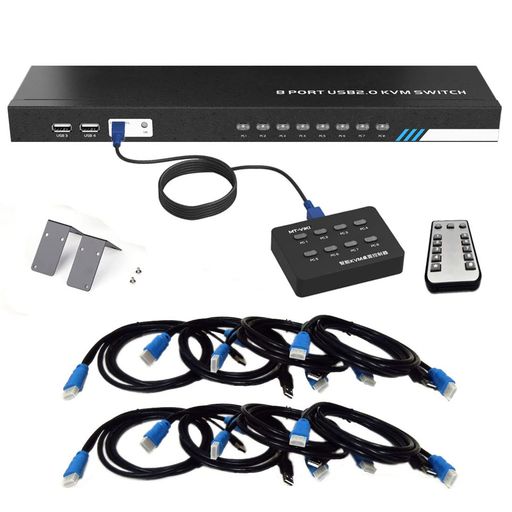 ES-TuneKVMうつり変わり器8インプット1最終生産物HDMI相応う4K30HzUSB2.0分かち合う手動/遠隔操作うつり変わり給電不必要Windows/Mac相応う日本語書きあらわす書属する