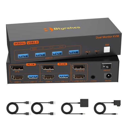 4KHDMIDisplayPortKVM取り替えっこ2インプット2最終生産物KVMうつり変わり器マイコン2台管する2台切り替え4つのUSB3.0界面鍵盤/二十日鼠/印刷人/他のデバイス相応うマイコンうつり変わり機パソコンうつり変わり機USBうつり変わり器