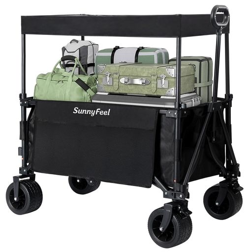 SunnyFeelキャンピングカート折りたたみ式キャノピー付きリフトガーデンカート(ブラック) 10,184円