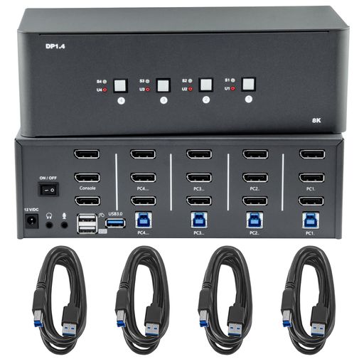ByteccKVM取り替えっこ3台の管する、4台の電子計算機、4インプット3最終生産物、8kディスプレイポートスイッチ、USB3.0、手玉付き添い人、4台の電子計算機で鍵盤と二十日鼠の書き割りを分かち合う、Windo…