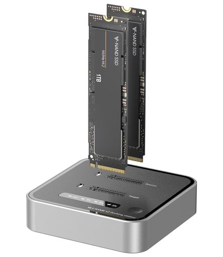 MiliPowオフラインクローニング機能付きデュアルベイM.2NVMeSSDエンクロージャ、USB3.2Gen2x2SSDデュプリケータ、20Gbpsリード/ライトSSDリーダーNVMeエンクロージャ、最大8TB容量まで拡張可能、ツ…