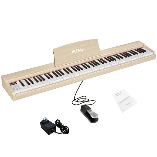IKTMI 電子ピアノ 88鍵盤 ペダル付き 木製 キーボード ピアノ 電子 ピアノ 88鍵 携帯 Piano ポータブルピアノ 大人 初心者向け MIDI対応 持ち運び (ベージュ)｜VlookupStore 店