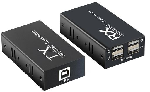 【USB エクステンダー】120M USB LAN EX120 有線LAN 延長器 USB ハブ 4出力 CAT5e CAT6 延長機 4口 USB2.0 Ethernet Extender 入力側 PC カメラ プリンタ 対応 出力側 キーボード|VlookupStore 店