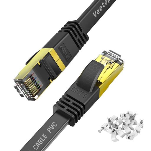 Veetop 50M ローカルエリアネットワーク有線テレビ 超弾丸道路 CAT8 範疇8 木目細か 有線らんけーぶる 無線LAN有線テレビ 繋ぎ合わせる釣りあい 鍍金繋ぎ RJ45 爪折れ押しとどめる 40Gbps 2000MHz 26AWG 二重遮蔽物 屋内 室外 マイコン ルータ モデム