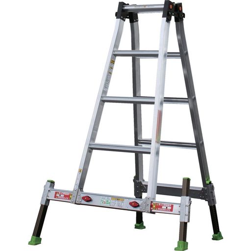 ナカオ アウトリガー内蔵4脚伸縮式 兼用脚立 ダン吉 D-120 H=1200 D-120 はしご兼用脚立|VlookupStore 店