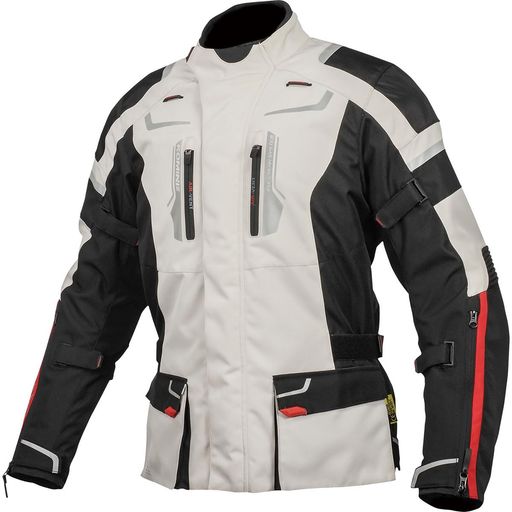 [KOMINE] バイク用 ジャケット フルイヤージャケット JK-597 1283 オールシーズン向け 防水 防寒 CE規格 ストレッチ素材 プロテクター 07-597 メンズ Light Grey/Black M｜VlookupStore 店