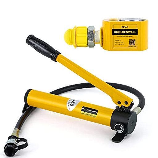 CGOLDENWALL小型油圧ジャッキポンプ付き最大耐荷重5t、10t、20t狭いスペースの持ち上げ作業に最適(20トン+ポンプ)