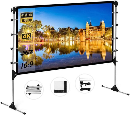 スクリーン 120インチ 16:9 プロジェクタースクリーン スタンド付き 自立式スクリーン projector screen スクリーン 壁掛け 持ち運び 折りたたみ式 投影用 3D フルHD 4K解像度 ビジネス会議 教室 …|VlookupStore 店