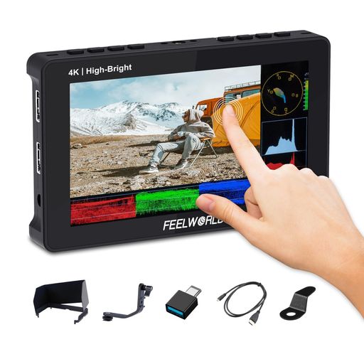 FEELWORLDF5PROX5.5in1600nit高明快さDSLRカメラフィールドモニター3DLUT砂紋手当たり映写幕4KHDMI/Type-Cインプット1920x1080IPS小型盛りだくさん固定ディスク(F970外後ばらい振り出し一揃いの道具付き添い人)