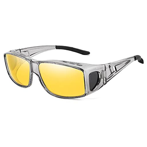 [FEISEDY] メガネの上からかけられる 夜間 偏光サングラス オーバーグラス UV400 サイクリング ドライブ 釣り ランニング 野球 トランスペアレントグレー B1002画像