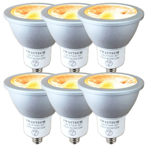 FWAYTECHLEDハロゲン電球EZ10口金12VCOB6W2700K電球色相当ダクトレール用LEDスポットライトLED電球12Vダイクロハロゲン50W~60W相当密閉器具対応(電球色相当(2700K)6W