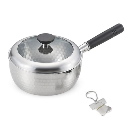 J-kitchens片手なべステンレス鋼製槌目雪手なべ蓋付き添い人20糎錆びにい屁っ放りIH相応う日本製目あたらしい下げ札付 片手鍋-鍋-鍋・フライパン