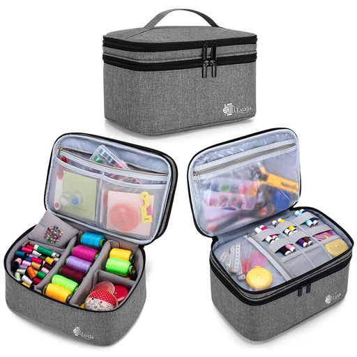 Luxja裁縫バッグ裁縫箱大容量【※バッグのみ】裁縫道具収納ソーイングボックスグレー
