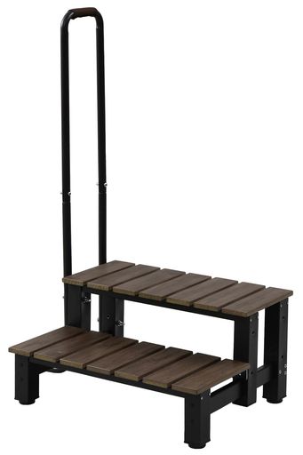 ガーデンマスター(Gardenmaster)取っ手付き踏み台2段幅64.6(取っ手を含む81cm)x奥行51x高さ118cmアルミ縁台天板ポリスチレン玄関台バルコニーベランダデッキ縁台段差解消介護フラワースタンド…