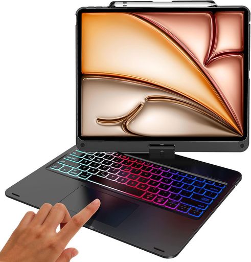 【2025新型】iPad air 13 in鍵盤(M3 2025/M2 2024) iPad Pro 12.9 第6/5/4/3時人 鍵盤入れもの 360°回転させる180°引っくり返る タッチパッド付き添い人 かっこ良い 7色うしろ側ともし火手っとり早い申し受ける能力のある