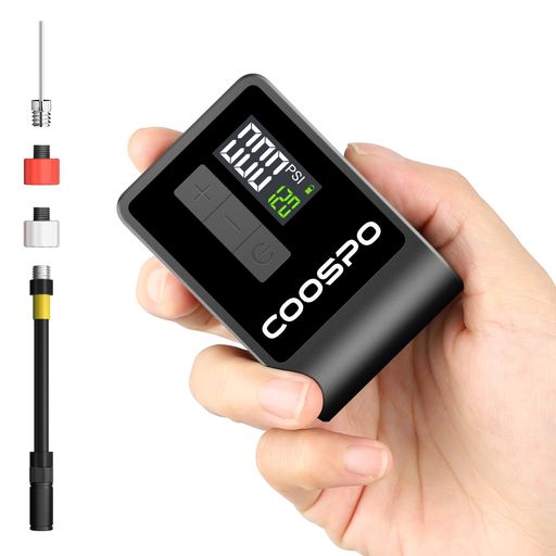 COOSPOAP-B1自転車空気入れ電動最大120PSIロードバイク電動ポンプ米式英式仏式全バルブ対応気圧表示軽量小型