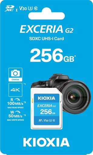 KIOXIAEXCERIAG2SD記憶装置歌留多256GB読み込むす早さ100MB/s書きとどめるす早さ50MB/s