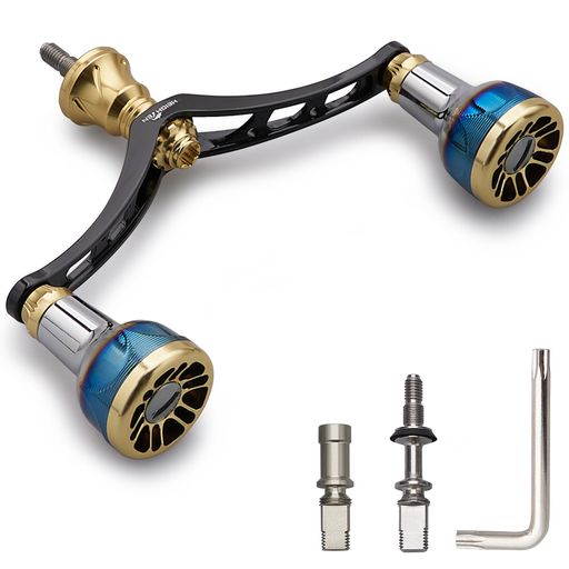 HEIGHTEN98/110mmリールハンドルシマノ(Shimano)ダイワ(DAIWA)通用スピニングリール用ArchEngineSeries(98mm-ブラック&ゴールド)(116)