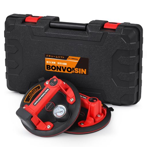 Bonvoisin 電動吸盤 2個セット 真空吸盤 バキュームリフター 1個耐荷重150kg 200mm 圧力計付き 超強力 サクションカップ ガラス タイル 硝子 アルミ板 鉄板 マーブル 建材 荷物運搬 移動 日本語…|VlookupStore 店