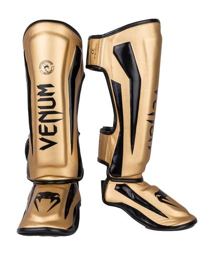 VENUM レッグガード ELITE SHIN GUARDS (ゴールドxブラック) VENUM-1394-449 //レガース キックボクシング 格闘技 防具 プロテクター (Medium)|VlookupStore 店