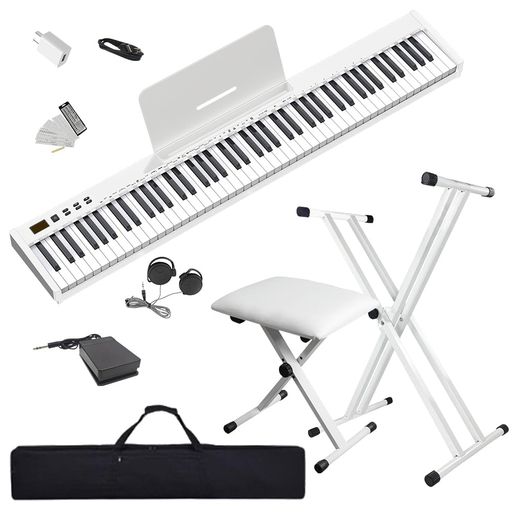 【イススタンドセット】ニコマクNikoMaku電子ピアノ88鍵盤SWAN-Sスタンド付き椅子付きセット日本語表記MIDI対応コンパクト軽量スリムデザイン充電型初心者ソフトケースペダル譜面台練習用…