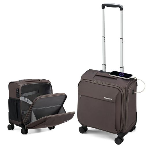 [Hanke]旅行バッグ機内持ち込み小型SS大きさ軽さ持ちはこび容れもの14型パソコン相応うTSA鍵を掛ける静音4輪商行為1~2泊用(赤銅色)