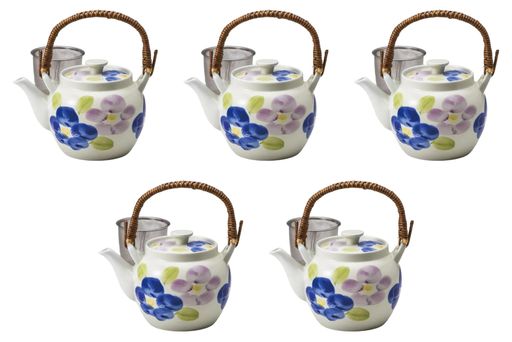 5個セット二色回り花U付8号土瓶[15.3x14.5cm1400cc]|有田焼土瓶中国製セトモノホンポ(Setomonohonpo)