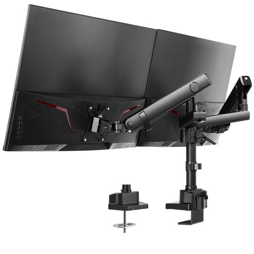 AVLT モニターアーム デュアル 17~32インチ 2画面対応 耐荷重各7kg 多角度調節 メカニカルスプリング ディスプレイアーム VESA規格 クランプ式/グロメット式 曲面モニター対応｜VlookupStore 店
