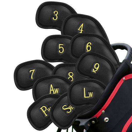 CRAFTSMAN(クラフトマン)ゴルフアイアンカバーマジックテープ開閉ヘッドカバーセット12枚入り(3～9、Aw、Pw、Sw、Lw、Lw)番号刺繍ウェッジカバー合成レザー