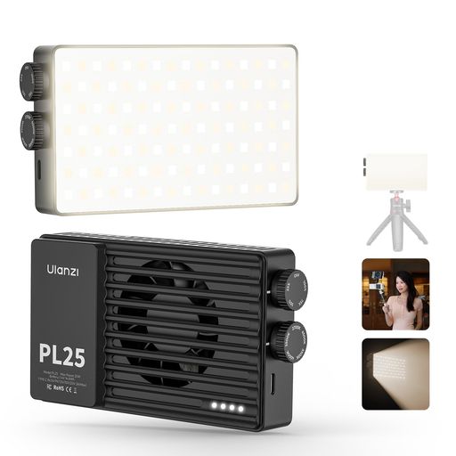 UlanziPL25LED映像媒体ともし火25W映画化用ともし火小型2700K-6500K色気温無度合い調光乾電池内蔵Type-C申し受ける式1/4螺旋釘穴超高明快さ明るさ自然調整CRI95+軽さ押しかぶせる付き添い人 家電-その他