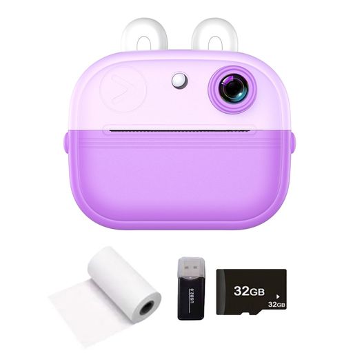 HXBEEキッズカメラインスタントプリント、キッズカメラインスタントサーマルプリンター2.0インチスクリーンフォトプリンター48MPリアカメラタイマー撮影ビデオ録画対応サーマルインクレ…
