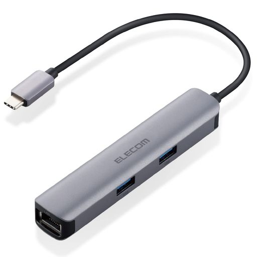 エレコムUSBType-Cハブドッキングステーション5-in-1(LANポート)DST-C17SV/ECHDMIポート4K対応USB3.0x3ポートLANポートMacbook/MacbookPro/iPad